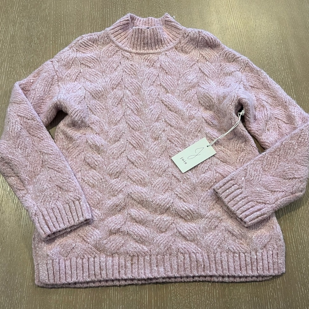 Joie Women's L Pink Confetti Cable Knit Mock‎ Neck Sweater NWT